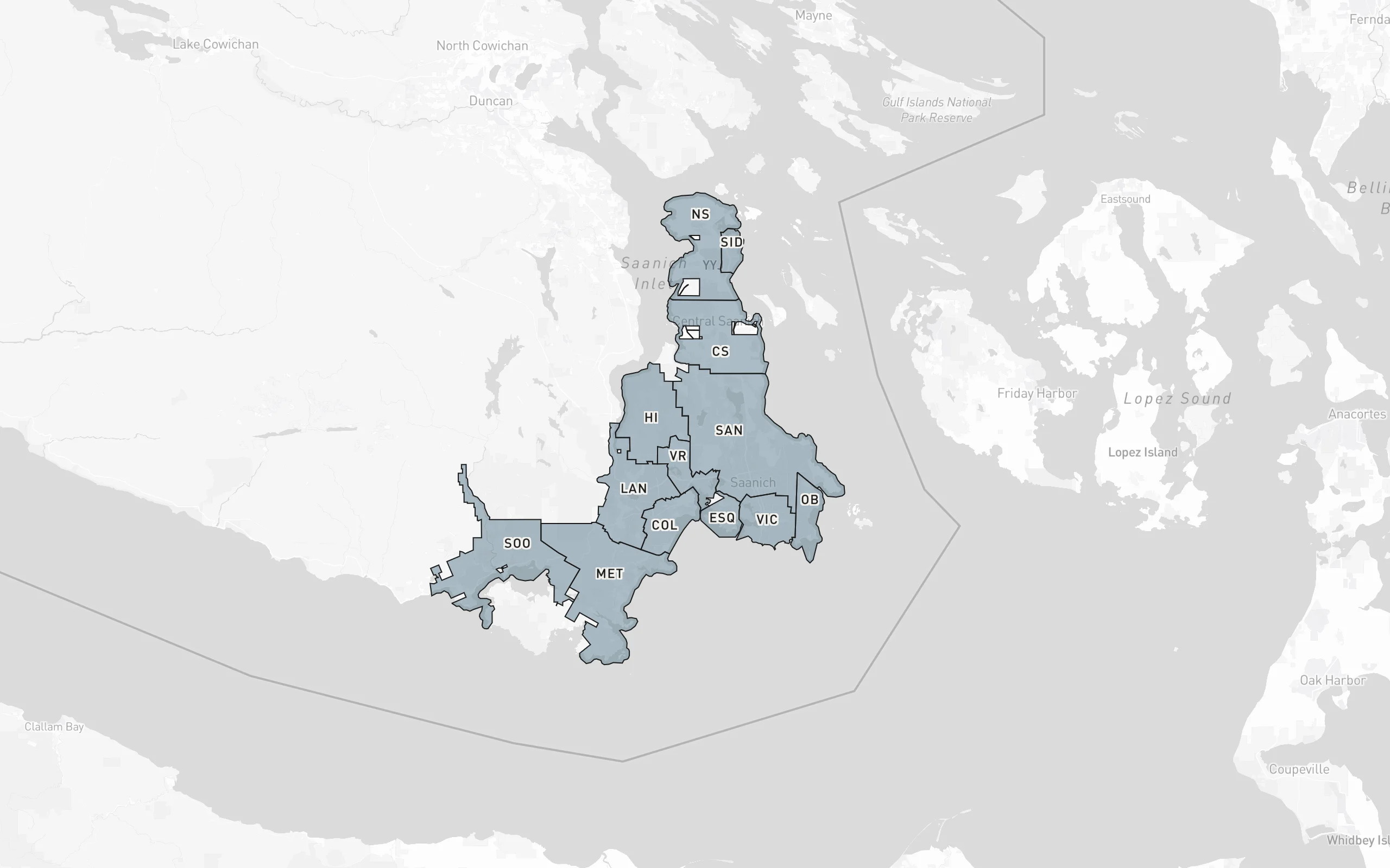 Victoria BC region map